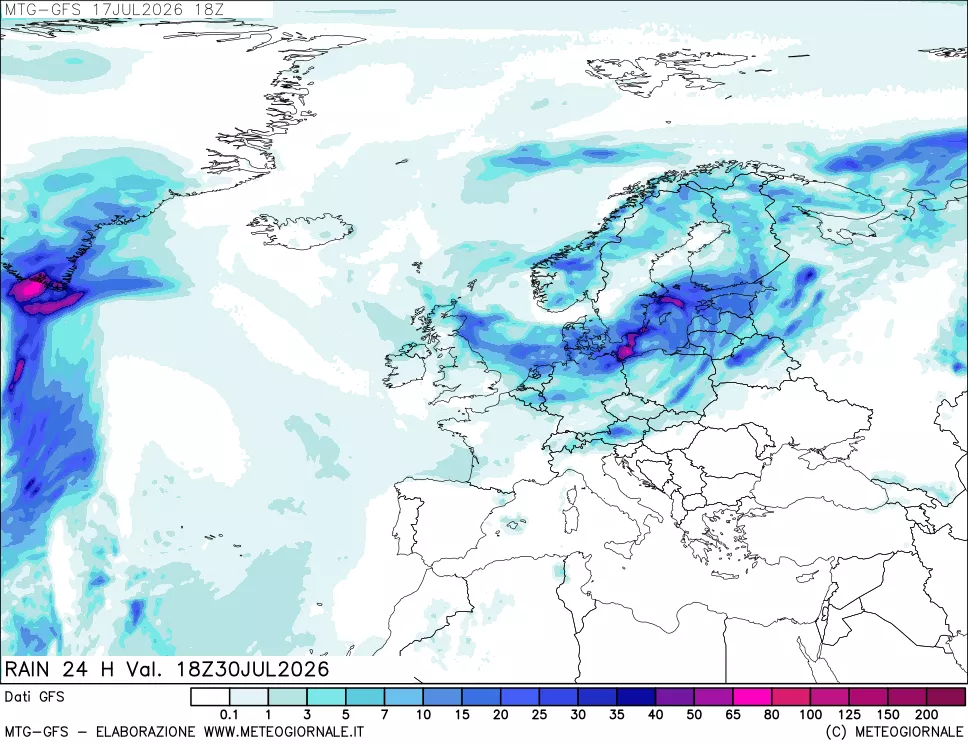 mappa GFS: Precipitazioni 24 ore precedenti