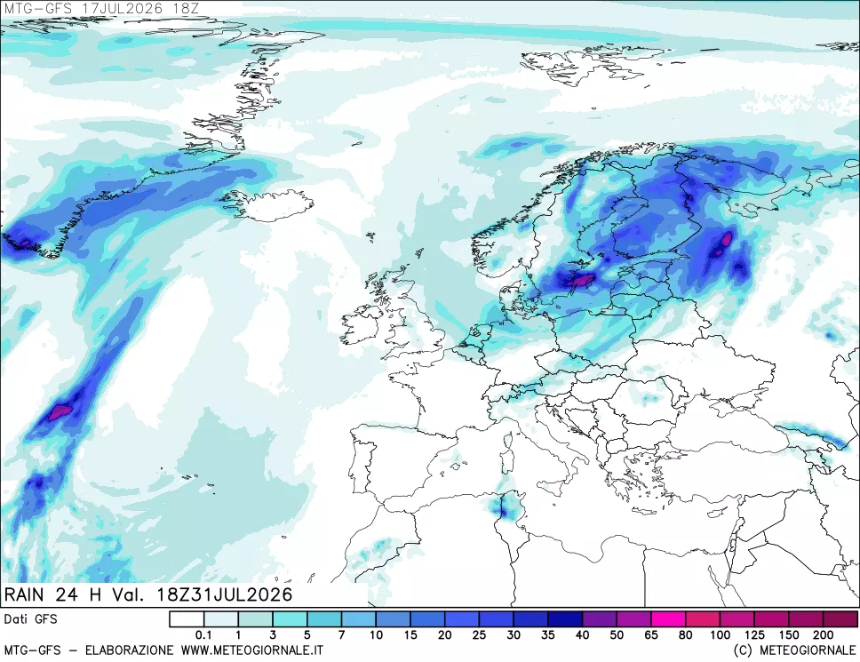 mappa GFS: Precipitazioni 24 ore precedenti