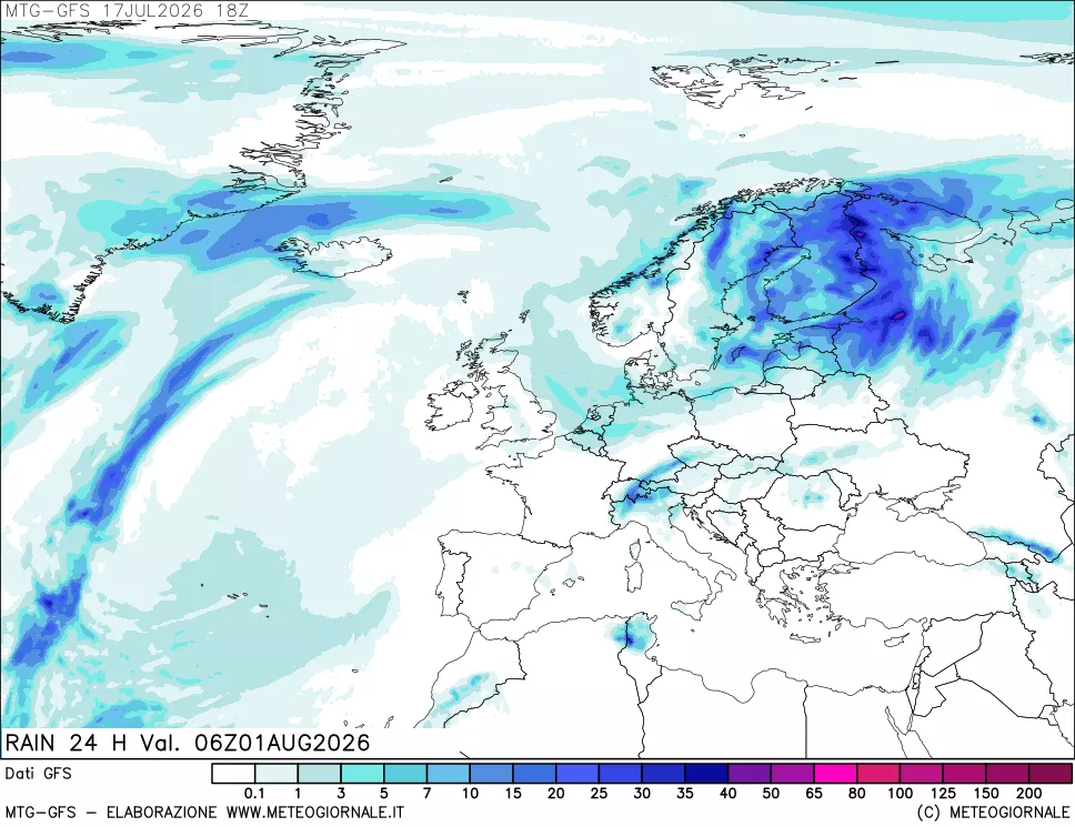 mappa GFS: Precipitazioni 24 ore precedenti
