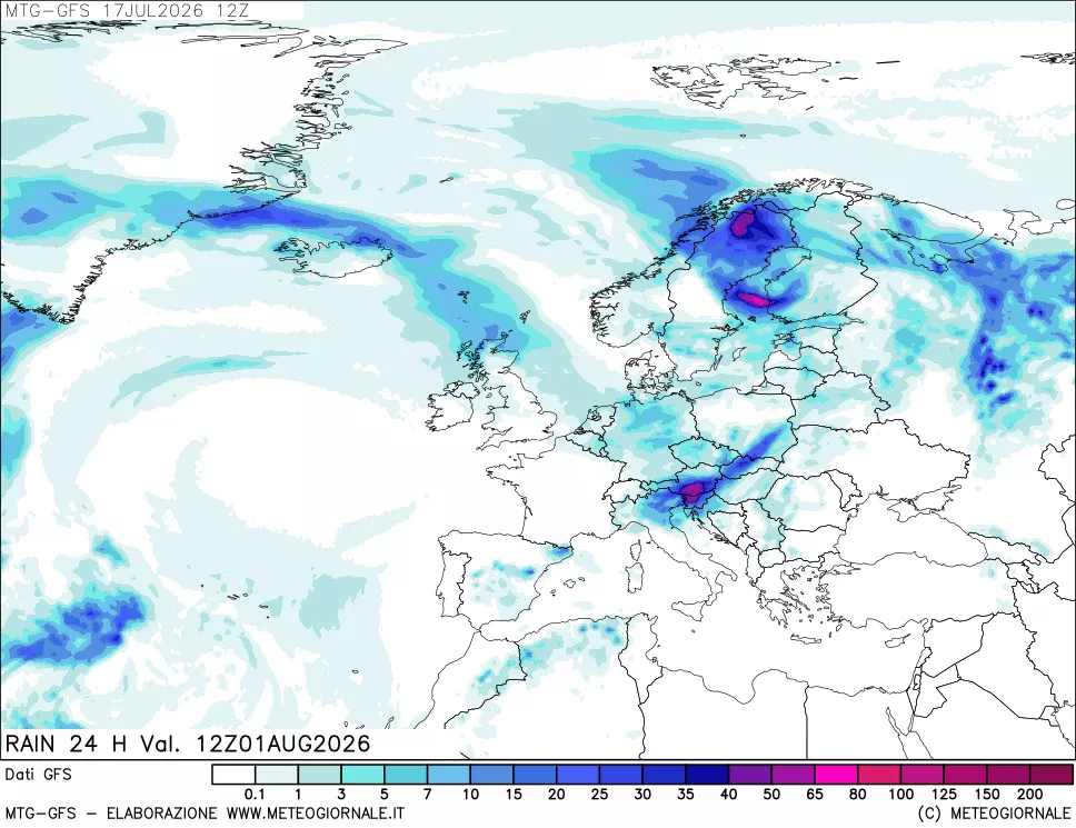 mappa GFS: Precipitazioni 24 ore precedenti