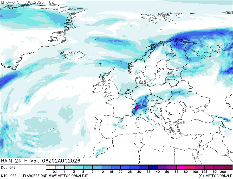 mappa GFS: Precipitazioni 24 ore precedenti