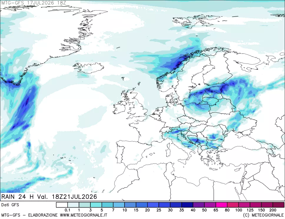 mappa GFS: Precipitazioni 24 ore precedenti