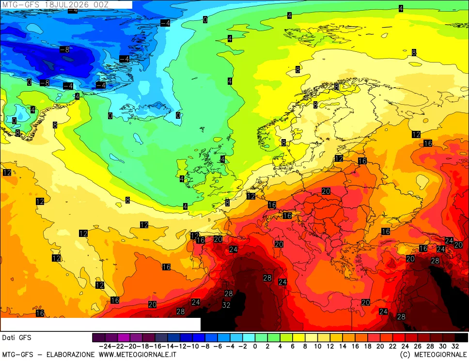 mappa GFS: Temperatura a 850 hPa