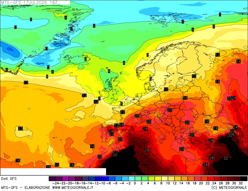 mappa GFS: Temperatura a 850 hPa