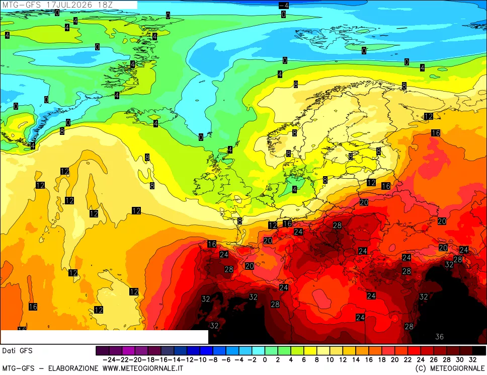 mappa GFS: Temperatura a 850 hPa