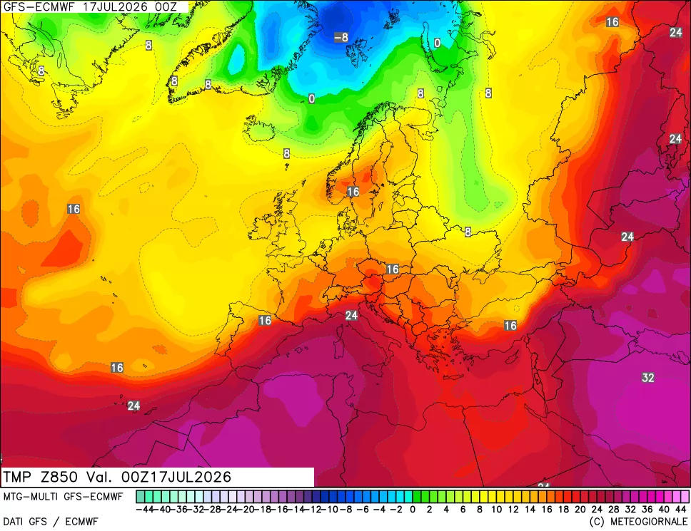mappa Temperatura a 850 hPa