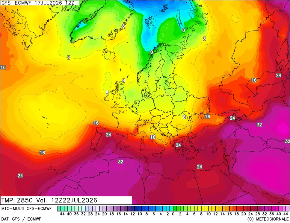 mappa Temperatura a 850 hPa