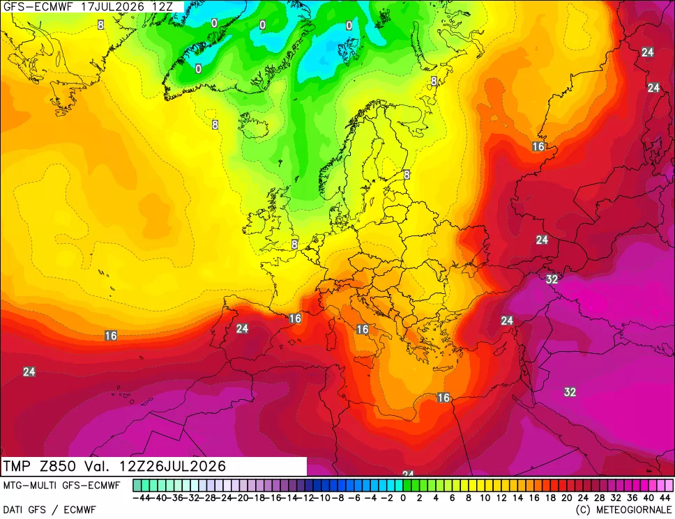 mappa Temperatura a 850 hPa
