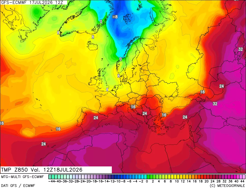 mappa Temperatura a 850 hPa