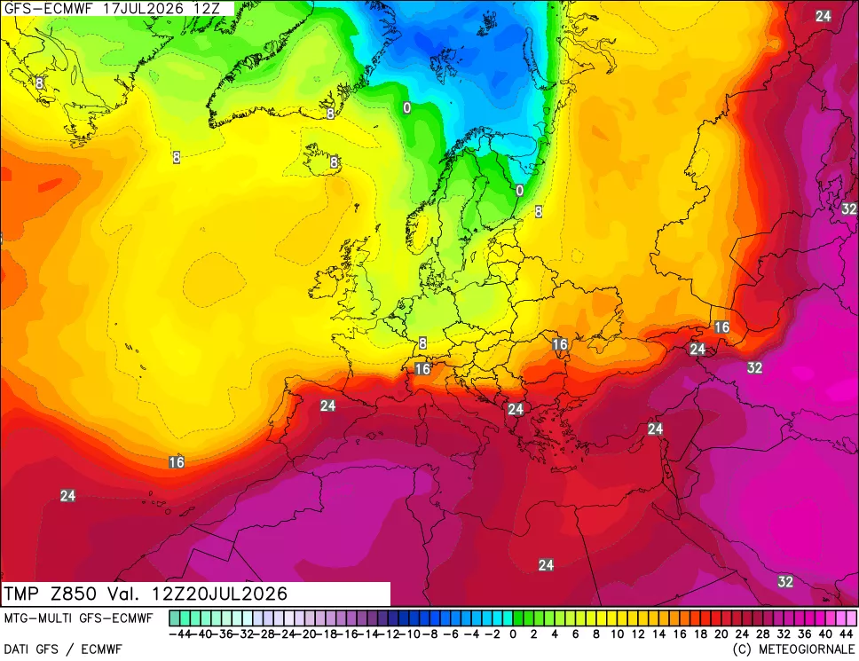 mappa Temperatura a 850 hPa