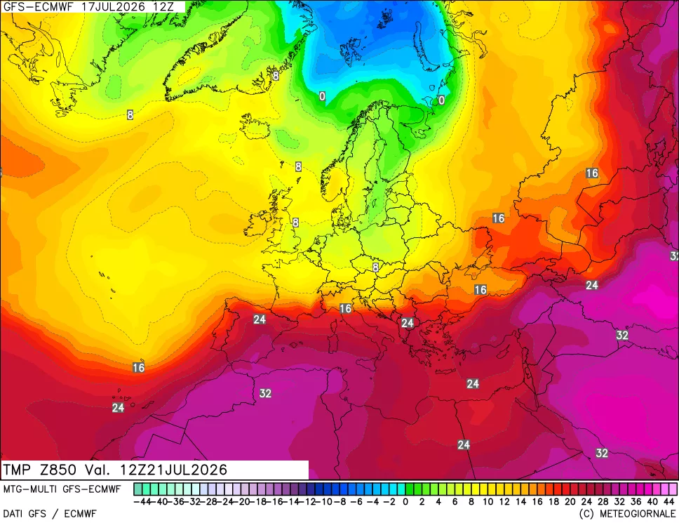 mappa Temperatura a 850 hPa