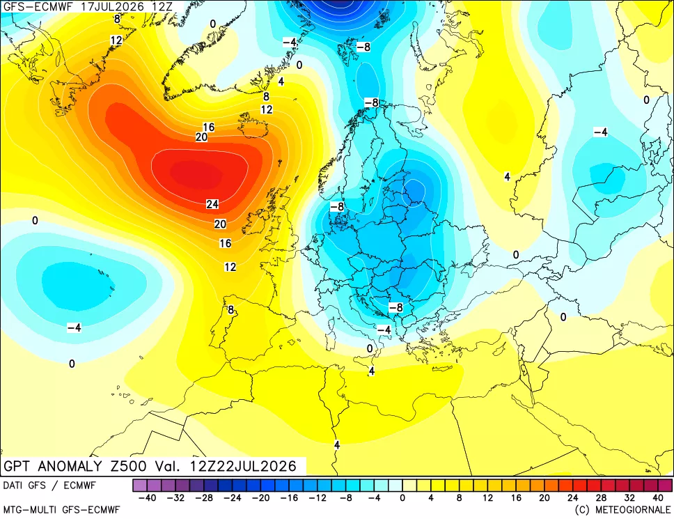 mappa 500 hPa GPT Anomaly vs Cli.No 1981-2010