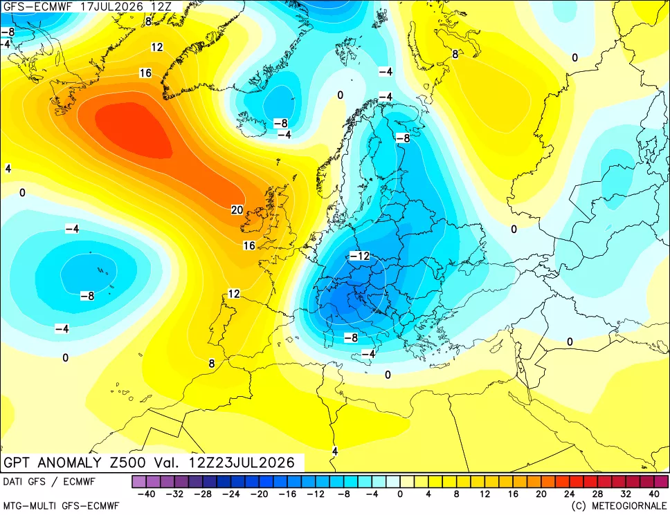 mappa 500 hPa GPT Anomaly vs Cli.No 1981-2010
