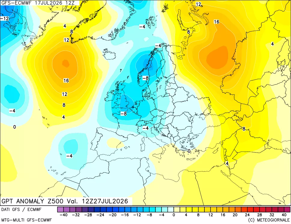 mappa 500 hPa GPT Anomaly vs Cli.No 1981-2010