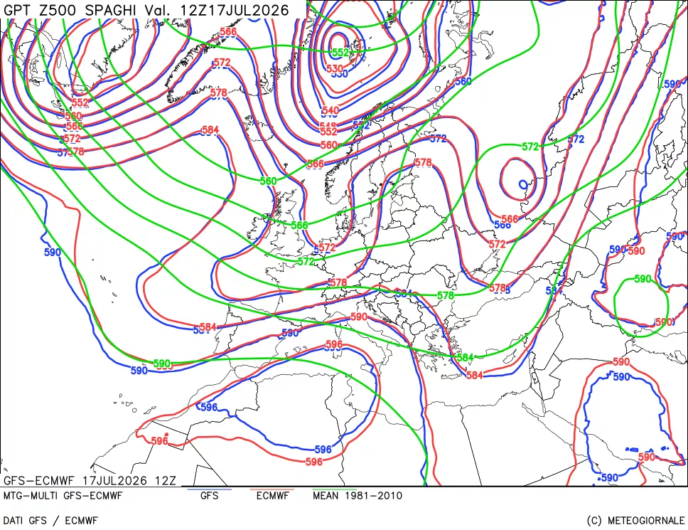 mappa Geopotenziali a 500 hPa - Spaghetti