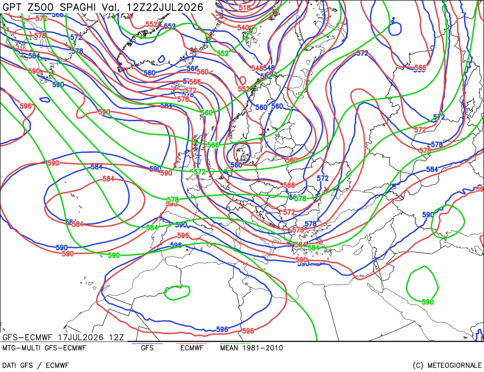 mappa Geopotenziali a 500 hPa - Spaghetti