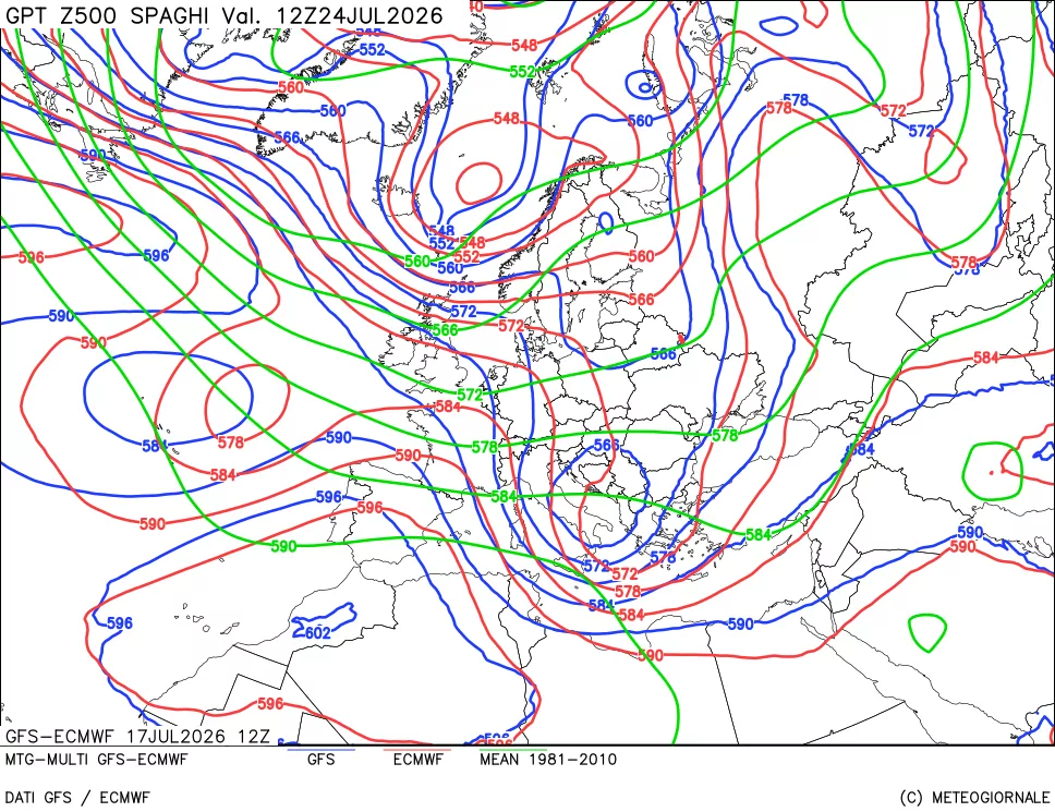 mappa Geopotenziali a 500 hPa - Spaghetti