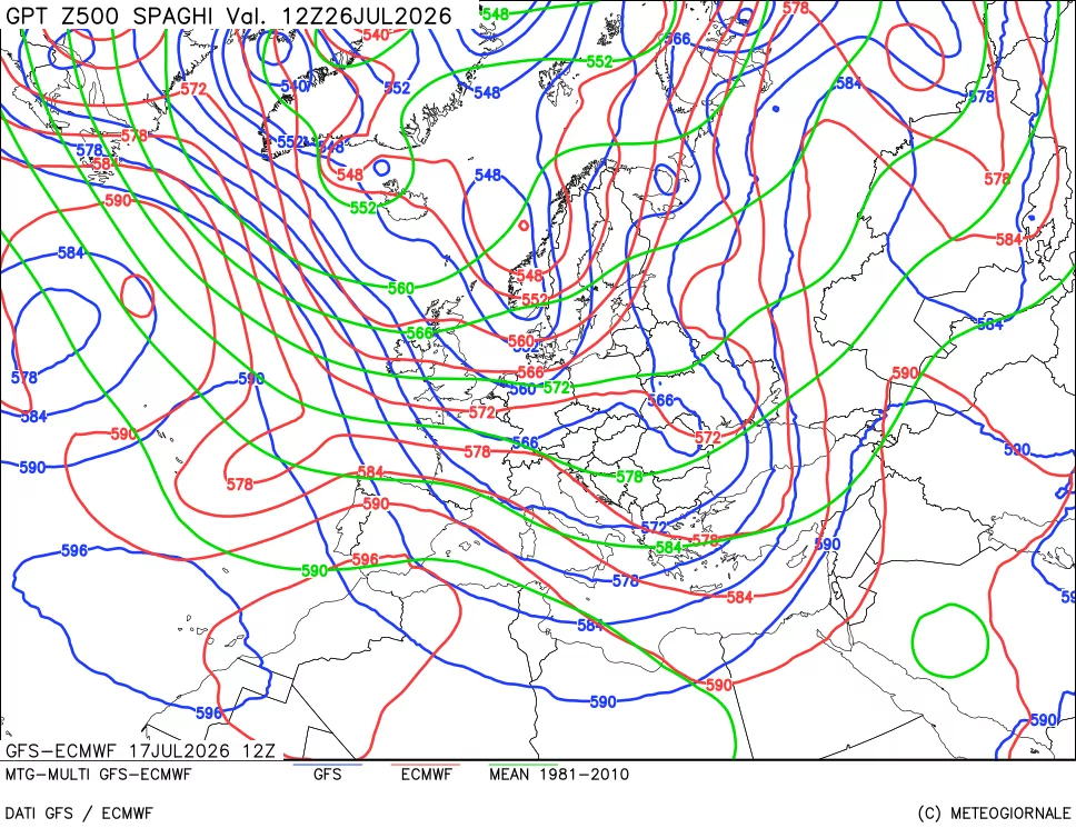 mappa Geopotenziali a 500 hPa - Spaghetti