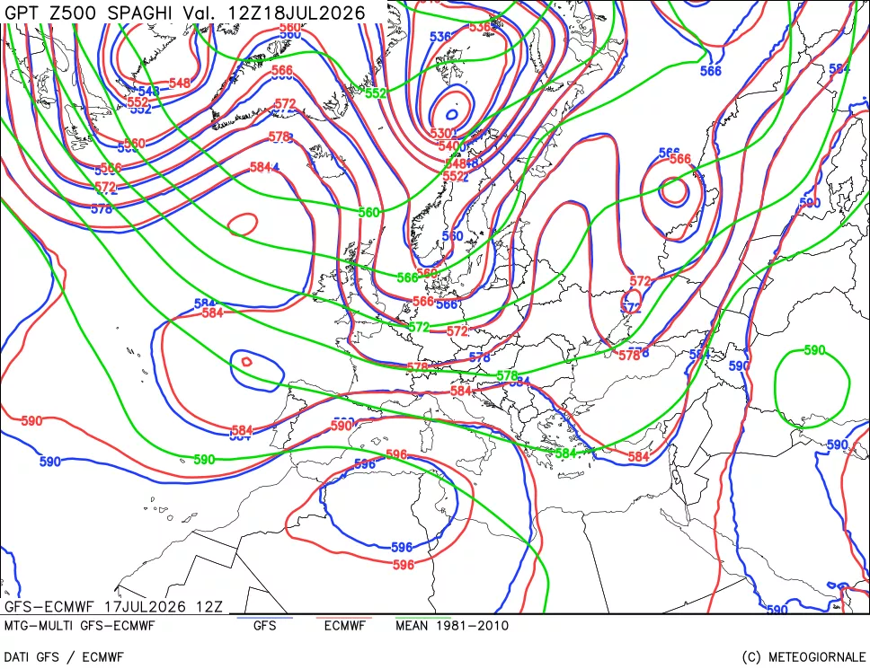 mappa Geopotenziali a 500 hPa - Spaghetti