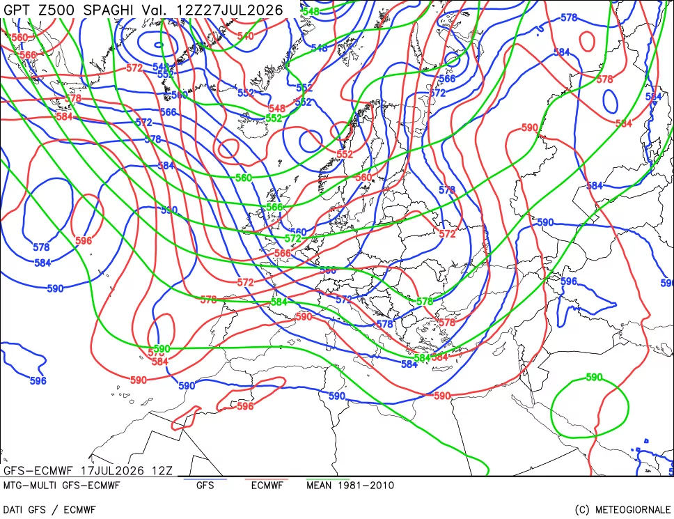 mappa Geopotenziali a 500 hPa - Spaghetti