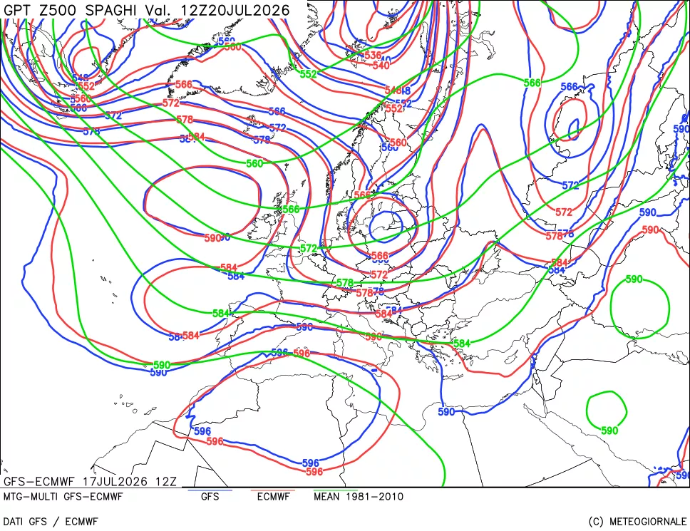 mappa Geopotenziali a 500 hPa - Spaghetti