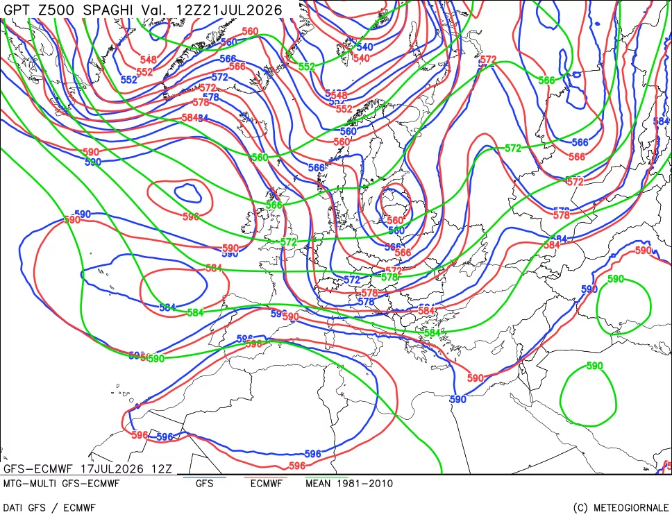mappa Geopotenziali a 500 hPa - Spaghetti