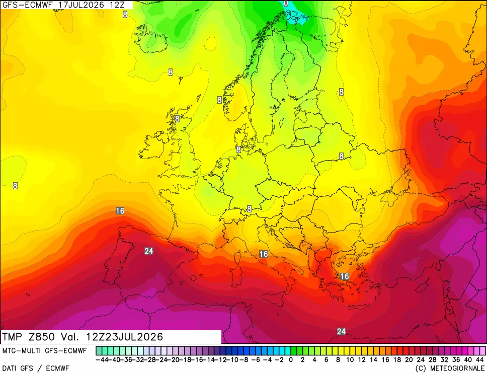 mappa Temperatura a 850 hPa