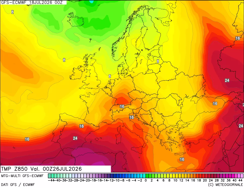 mappa Temperatura a 850 hPa