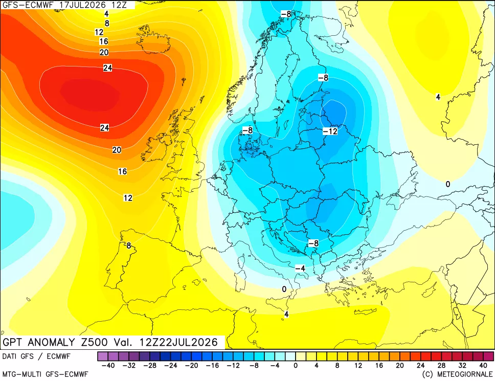 mappa 500 hPa GPT Anomaly vs Cli.No 1981-2010