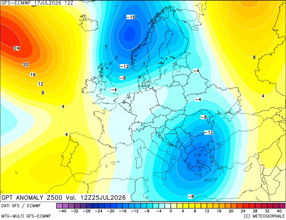 mappa 500 hPa GPT Anomaly vs Cli.No 1981-2010