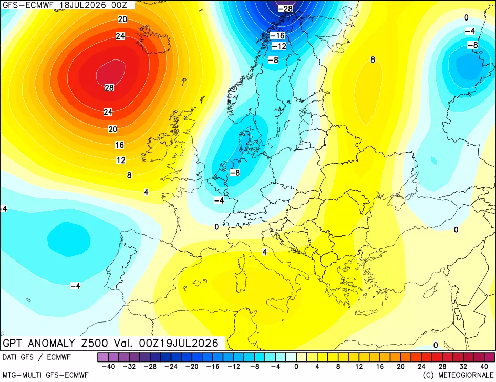mappa 500 hPa GPT Anomaly vs Cli.No 1981-2010