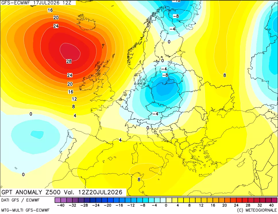 mappa 500 hPa GPT Anomaly vs Cli.No 1981-2010