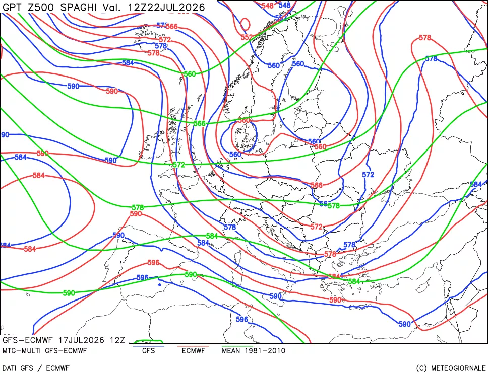mappa Geopotenziali a 500 hPa - Spaghetti