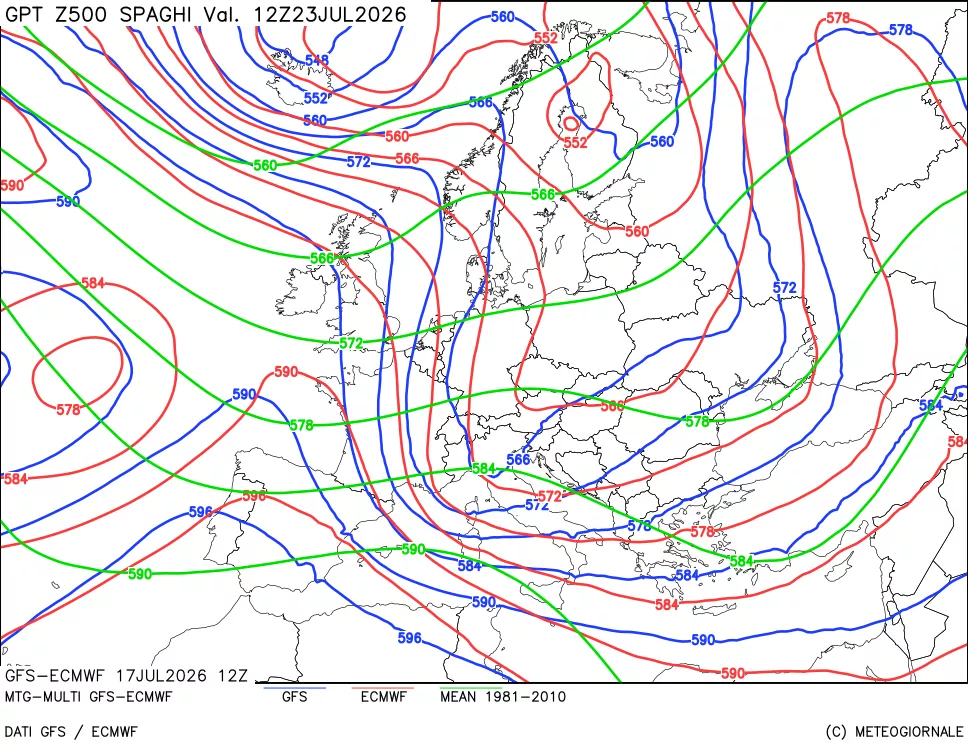 mappa Geopotenziali a 500 hPa - Spaghetti