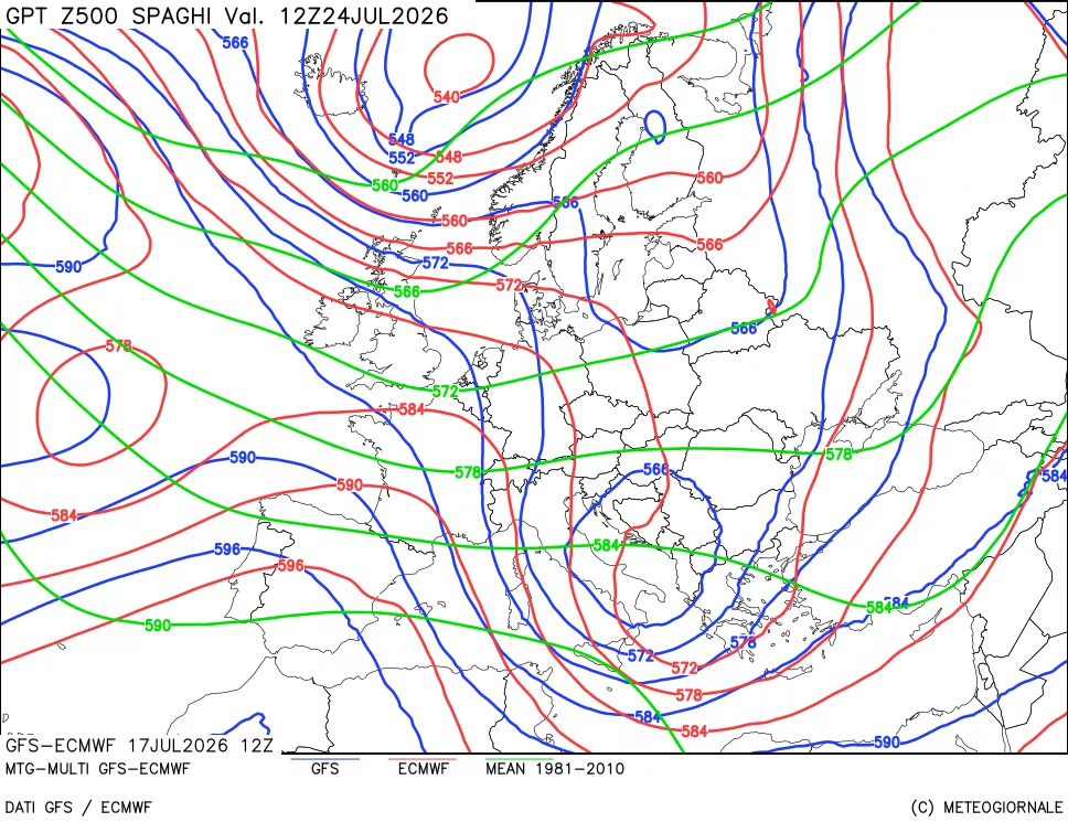 mappa Geopotenziali a 500 hPa - Spaghetti