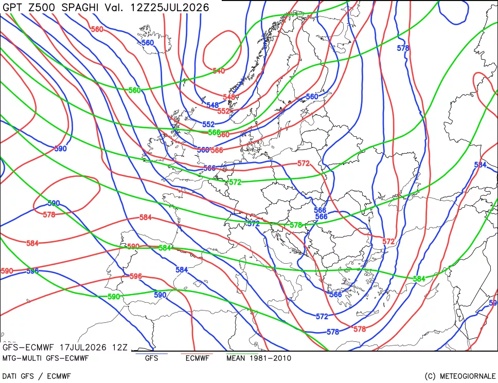 mappa Geopotenziali a 500 hPa - Spaghetti
