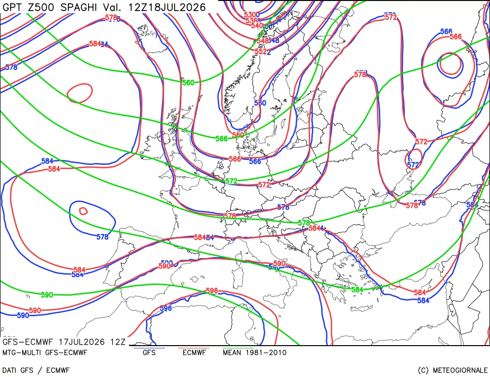 mappa Geopotenziali a 500 hPa - Spaghetti