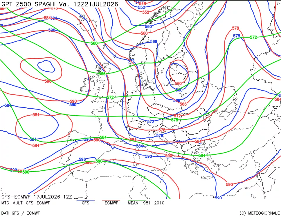 mappa Geopotenziali a 500 hPa - Spaghetti