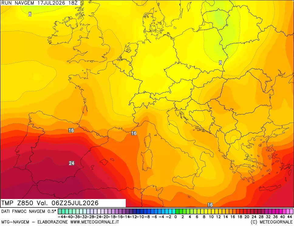 mappa Temperatura a 850 hPa