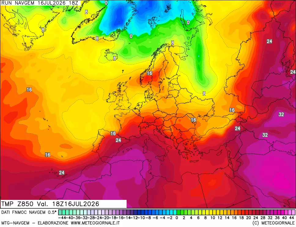 mappa Temperatura a 850 hPa