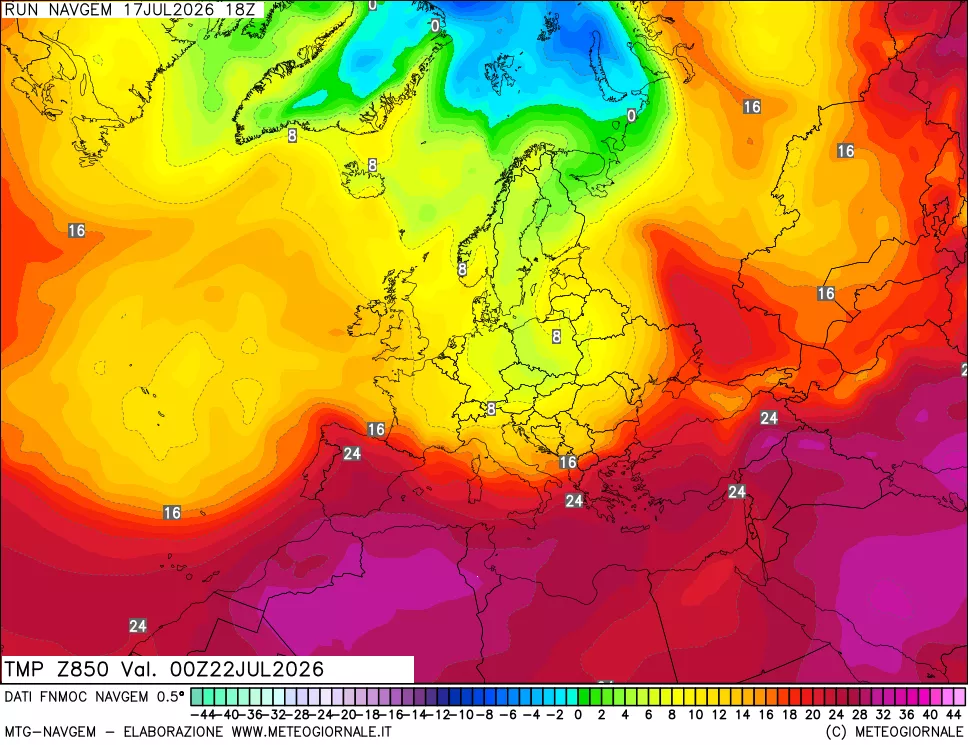 mappa Temperatura a 850 hPa