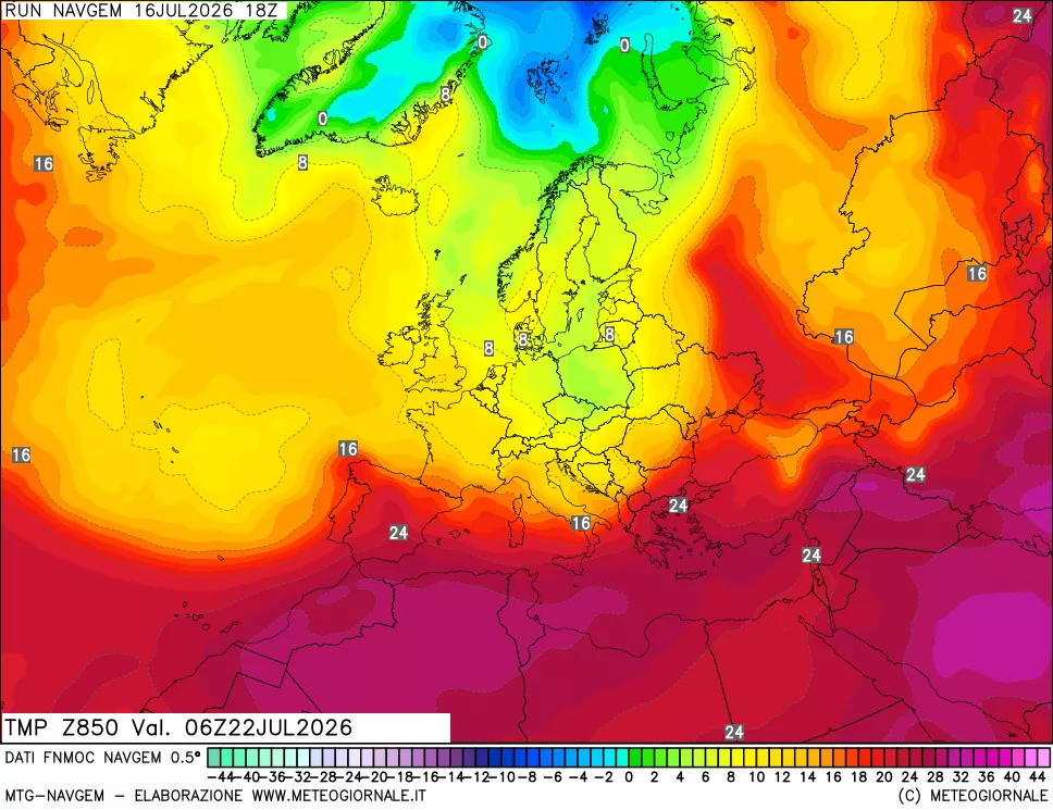 mappa Temperatura a 850 hPa