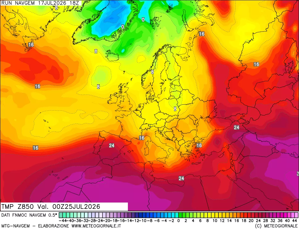 mappa Temperatura a 850 hPa