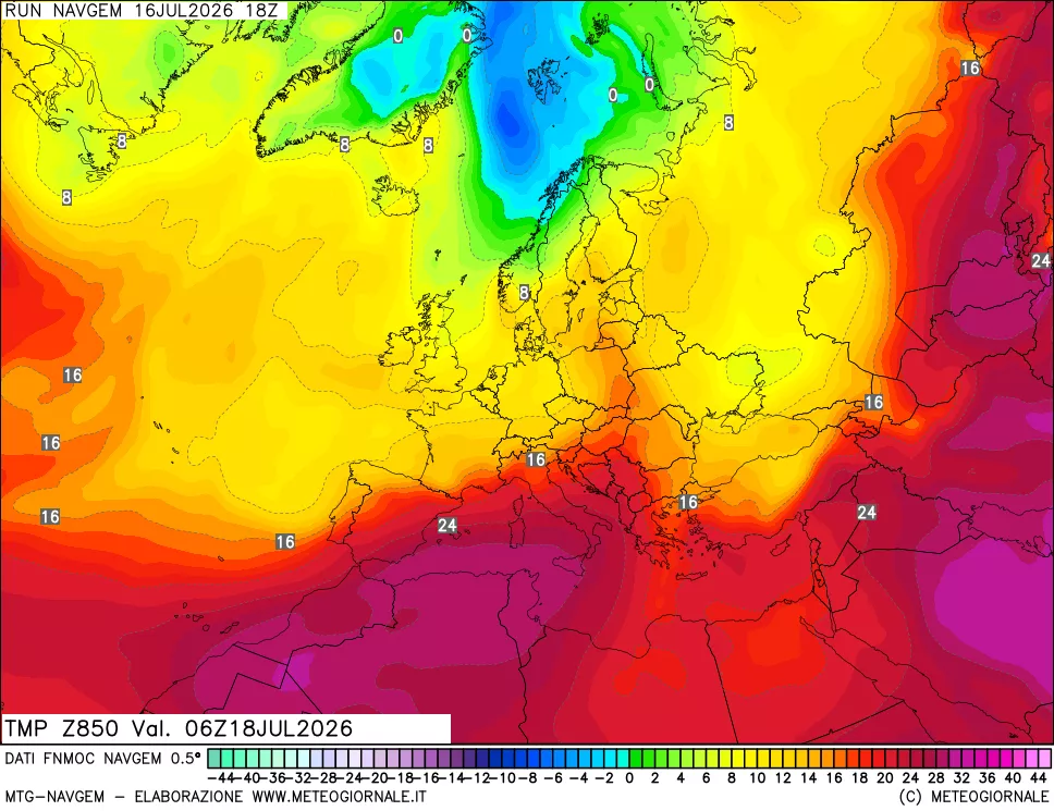 mappa Temperatura a 850 hPa