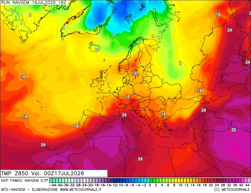 mappa Temperatura a 850 hPa