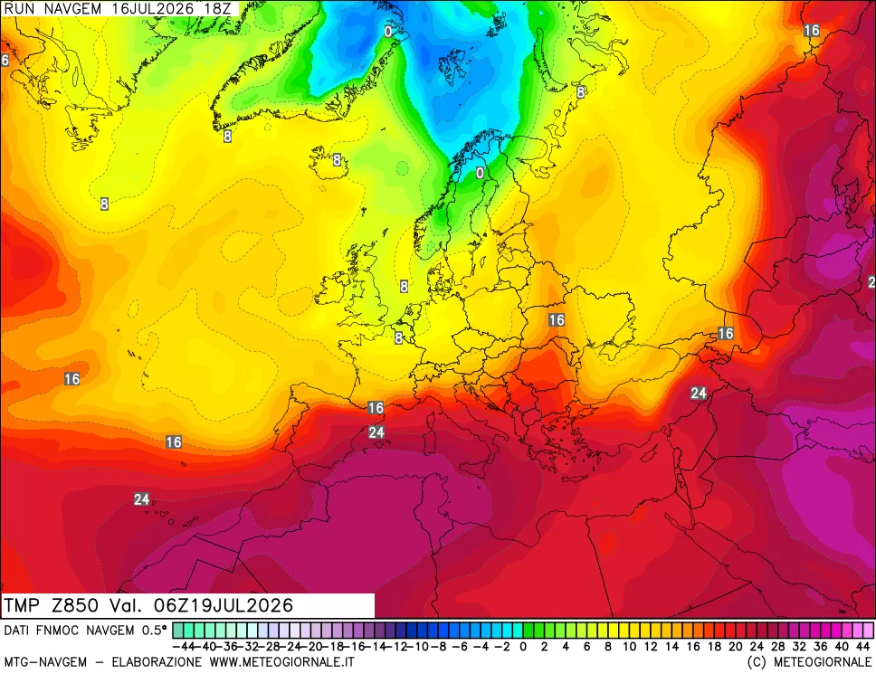 mappa Temperatura a 850 hPa