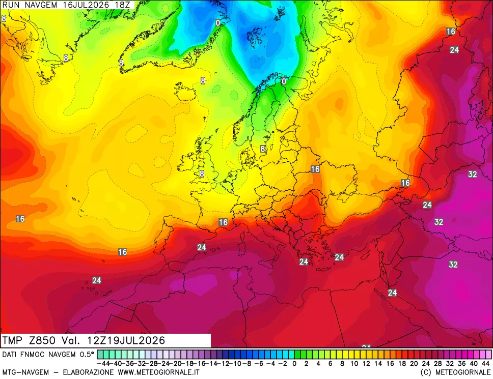 mappa Temperatura a 850 hPa