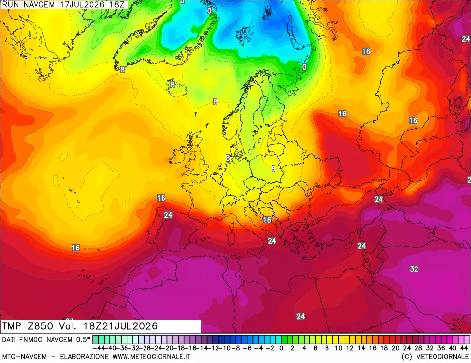 mappa Temperatura a 850 hPa