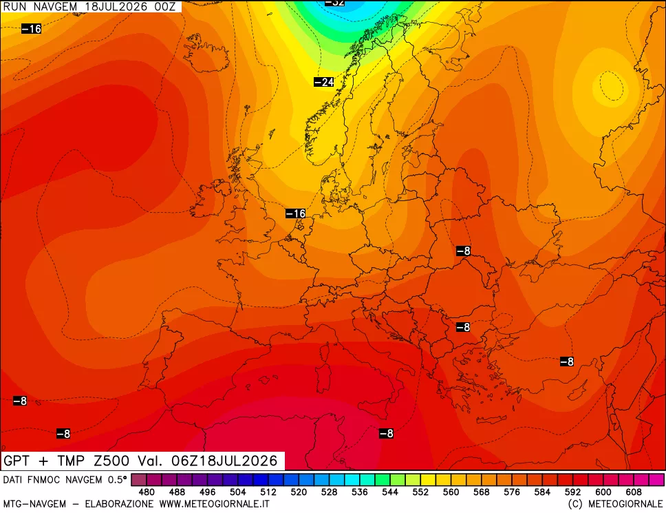 mappa Geopotenziali e Temperatura a 500 hPa