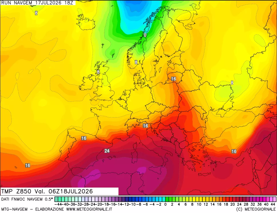 mappa Temperatura a 850 hPa